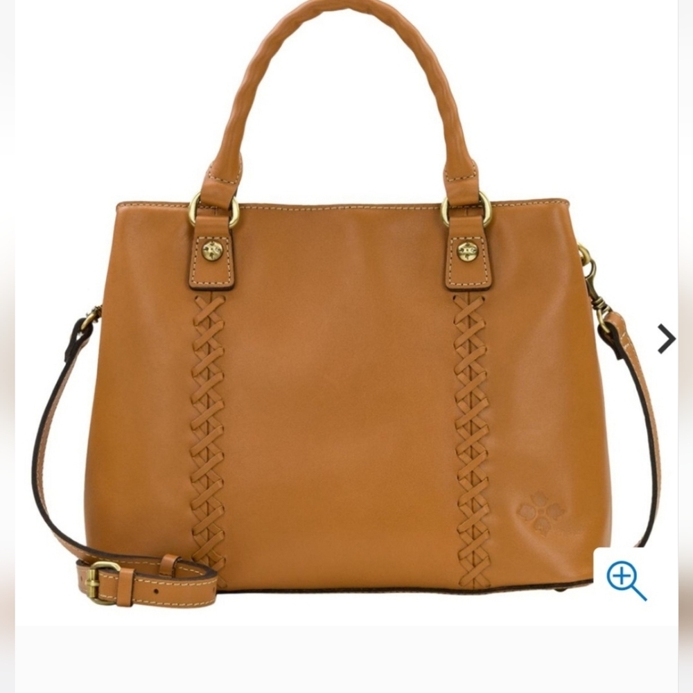 Like New Patricia Nash Dorothy Hazelnut Leather Satchel with Crossbody Strap